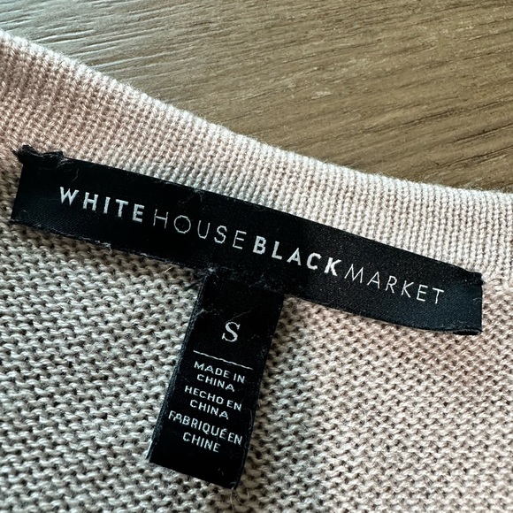 White House Black Market Long Open Cardigan Sweater Size Small Beige - Picture 4 of 10